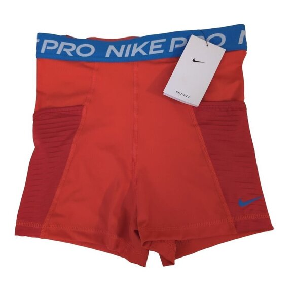 Nike Pro Training Shorts‎ Womens Small Orange Red Blue 3" High Rise Tight Fit - Picture 1 of 10
